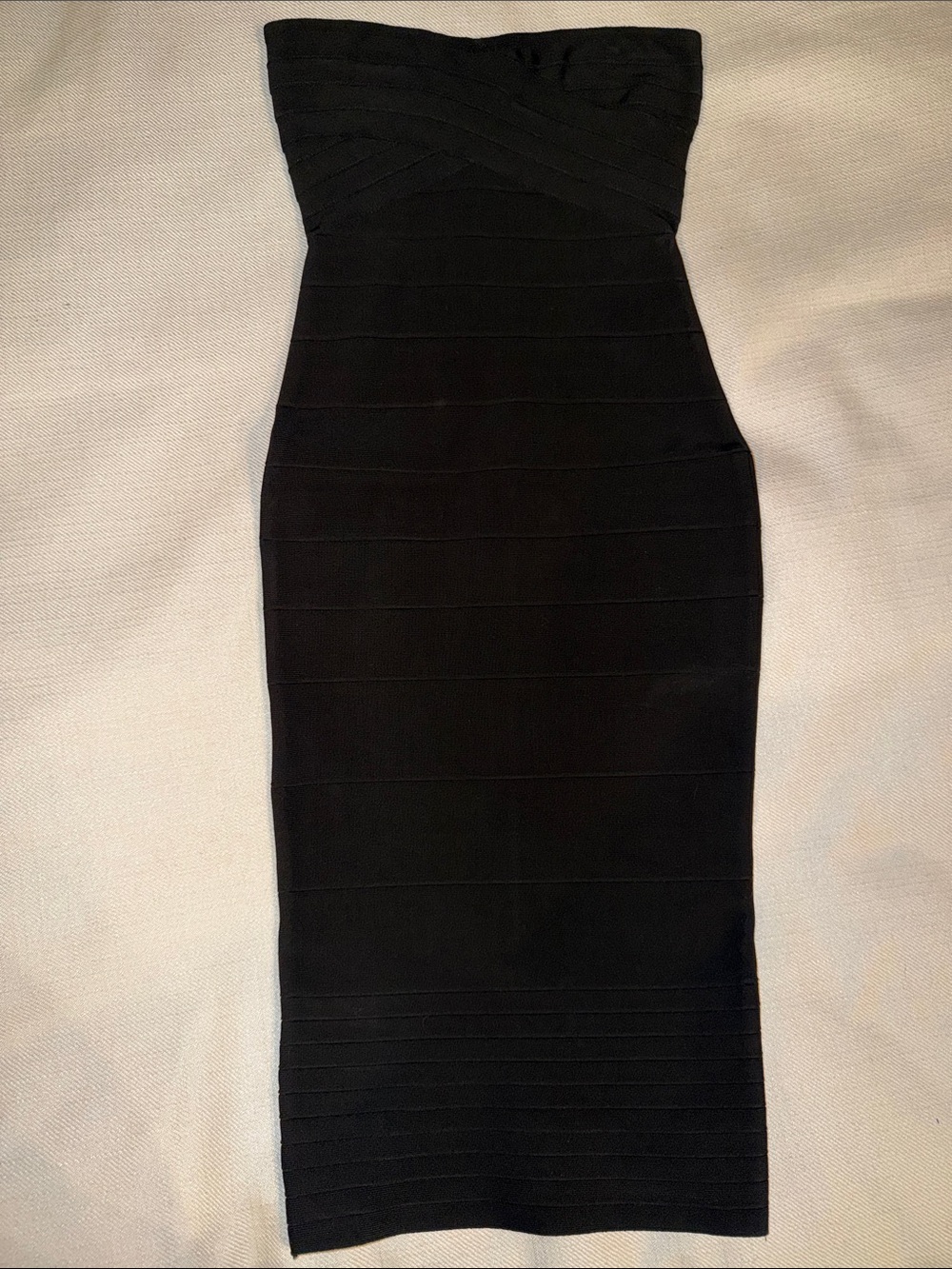 Classic Strapless Black Bandage Midi Dress